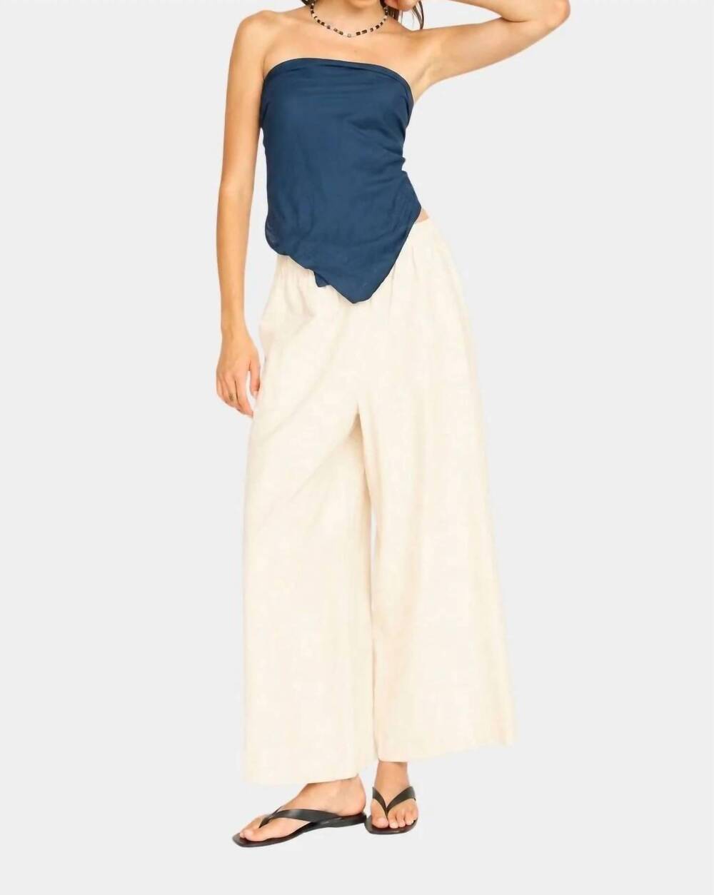 NEW MIRTH linen wide-leg pants in oatmeal